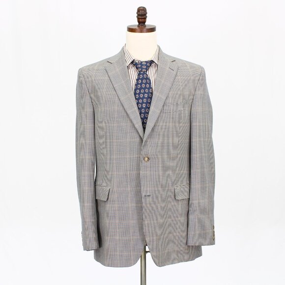 Jack Victor 44L Beige Check 2-Button Sport Coat Blazer Jacket G535